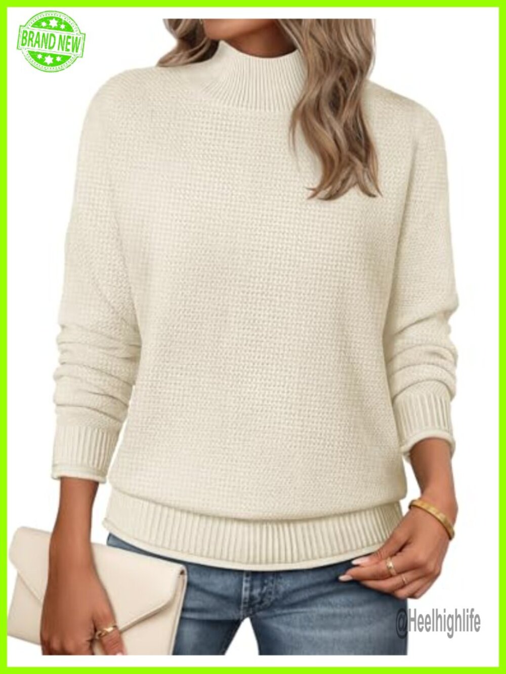 Womens Turtleneck Long Sleeve Cozy Knit Pullover Sweater